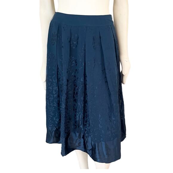 NEW COLDWATER CREEK Jacquard Midi Skirt in Lapis Blue Silk blend SZ 6 - Picture 10 of 10